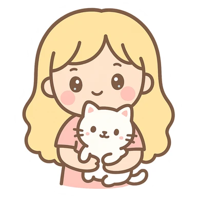 blonde girl holding a white cat, friendly and cute style sticker