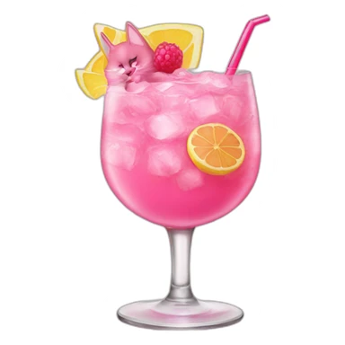 pink-cat-with-coctail sticker