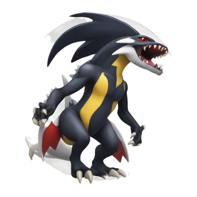 Black Cool Edgy Nargacuga-Garchomp-Absol Fakémon  with White and Red and yellow Edgy markings sticker