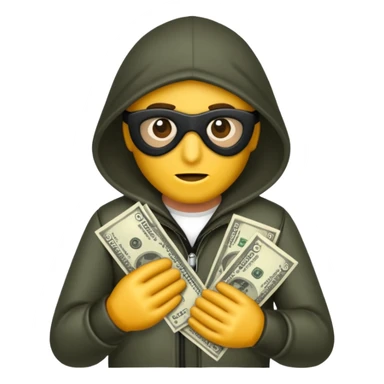 Robber with money na mão direita  sticker