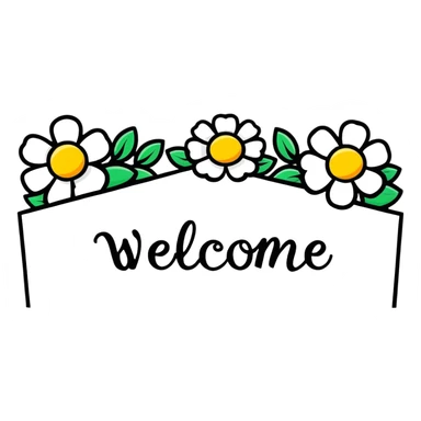 welcome banner with flowers sticker