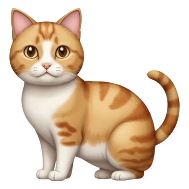 full body torbie and white cat with small head and short but chubby body sticker