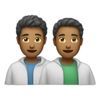 two persons discussing sticker