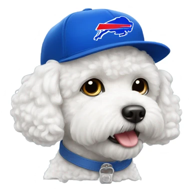 Bichon freis wearing a Bills hat sticker