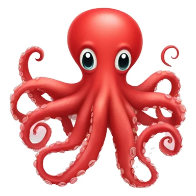 red cartoon octopus making heart sign with tentacles sticker