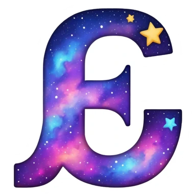 letter J filled with galaxy pattern and stars sticker