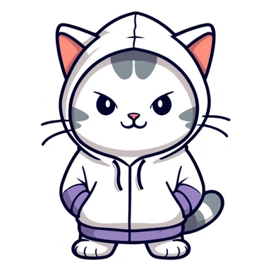 Cat wearing hoodie sticker