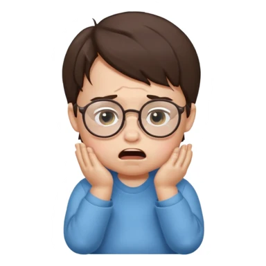 brunette baby boy crying with glasses sticker