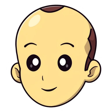 Man with an exaggerated huge forehead, funny character, male face sticker