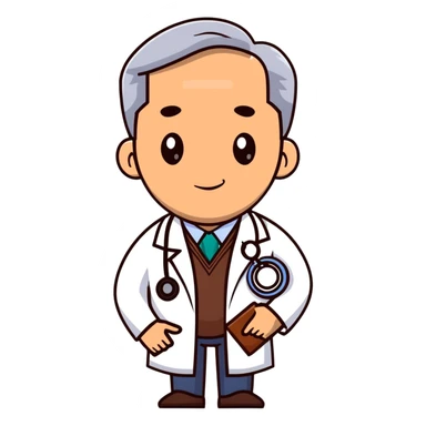 professional mature male doctor around 60 with stethoscope and white coat, cinnamon skin tone, medium-dark complexion sticker