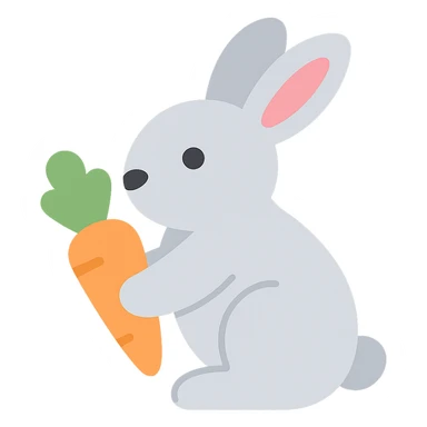 rabbit holding a carrot sticker