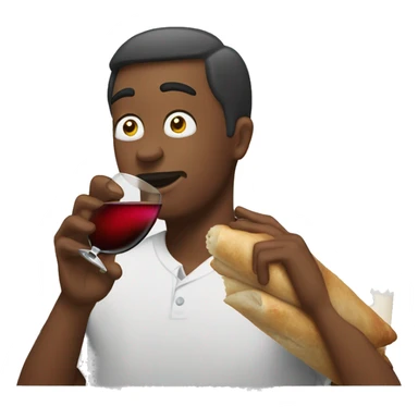  Man drinking wine eating egg roll sticker