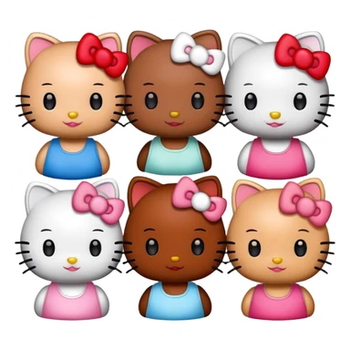 pls create hello kitty with different skin tones sticker