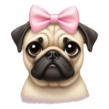 Pug with a light pink Bow  sticker