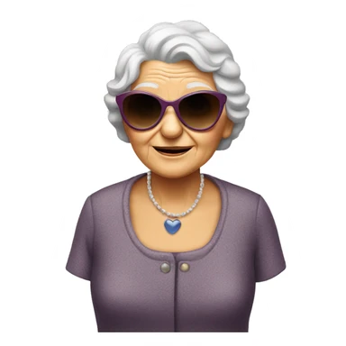 old lady with heart sunglasses sticker