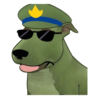 Man with brown hair and mustache walking a Belgian Malinois  sticker