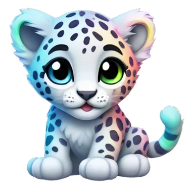 neon rainbow snow leopard cub sticker