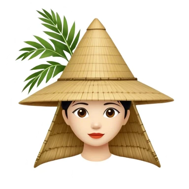 ​Cinematic Realistic Traditional Vietnamese Nón Lá, depicted as a delicately crafted conical hat made of bamboo and palm leaves with subtle texture and natural wear, evoking authentic cultural heritage, please show the hat only sticker