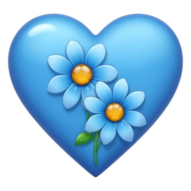blue heart and a flower sticker