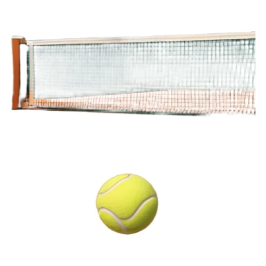 A tennis court at the Roland Garros tournament, with the iconic clay surface and a tennis ball bouncing near the net. The scene evokes the energy and excitement of the grand event, with vibrant crowds in the stands and a competitive atmosphere. sticker