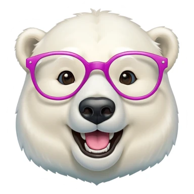 laughing polar bear headshot wearing oversized colorful glasses sticker
