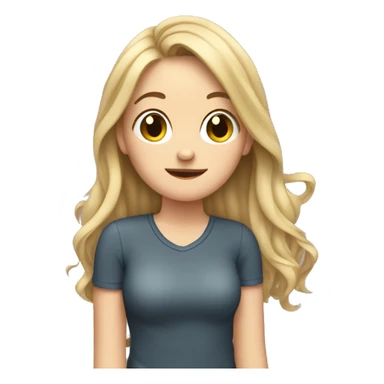 White girl tucking hair behind ear sticker