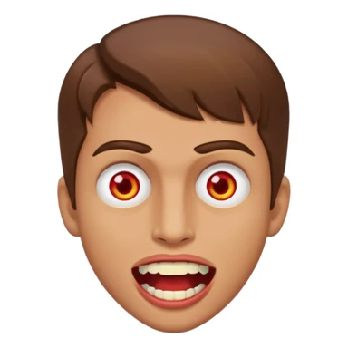 does evil things guy brown hair wide open mouth with red pupils but slightly yellow eyes and teeth sticker