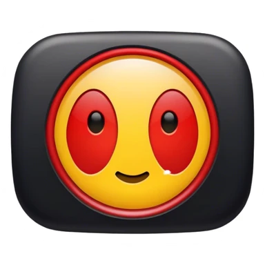 a black and red rectangle with a medium-sized yellow circle in the middle sticker