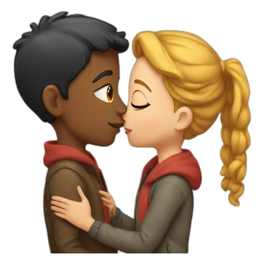 a boy kissing a girl sticker