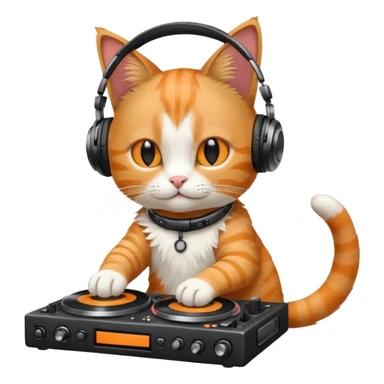 crea un gato dj tocando sticker