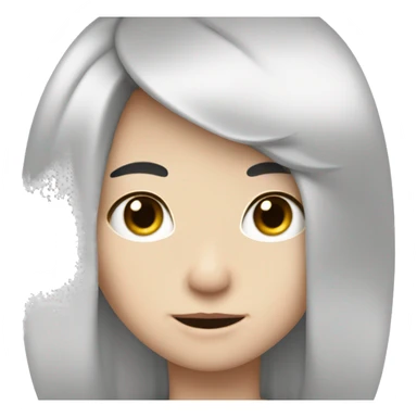 A photo of a cute boy's face with white skin and 5:5 parting, black hair sticker