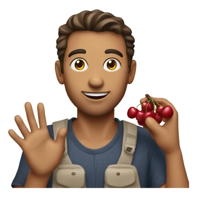 Guy holding cherrys sticker