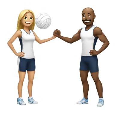 create man and woman emoji while playing volleyball sticker