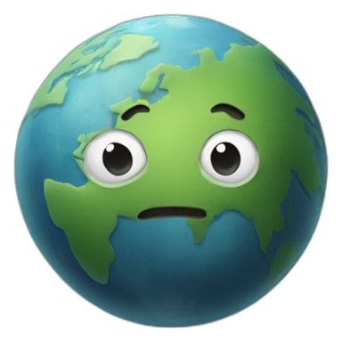 planet earth with a cartoon dull face sticker