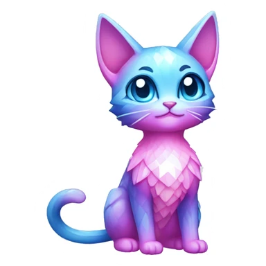 Shiny Pink-Blue-gradient Diamond-Fairy-type-Fakémon-Cat full body sticker