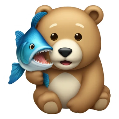 urso raivoso com um peixe na boca sticker