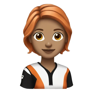 Caucasian ￼women with brown hair wearing a Cincinnati bengals jersey sticker