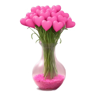 10000000 huge pink hearts on stems in a clear glass vase sticker