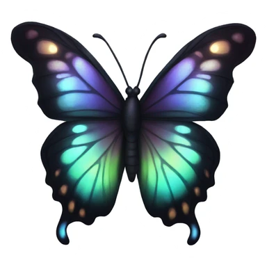 Dark iridescent butterfly glowing sticker