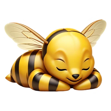 Meme-Worthy Cute Sleeping Hornet Portrait Emoji, Head resting peacefully with a contented smile, showcasing a compact, striped body with softly closed wings and eyes gently closed in serene slumber, Simplified yet adorably endearing features, highly detailed, glowing with a soft, drowsy glow, high shine, relaxed and utterly lovable, stylized with an air of playful laziness, soft glowing outline, capturing the essence of a sleeping hornet that feels destined to become the next viral icon of adorable rest! sticker