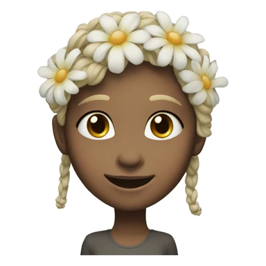 smiling girl with flower moon hair long sticker