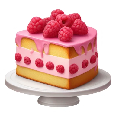 a piece of cake with pink cream and raspberries on top sticker
