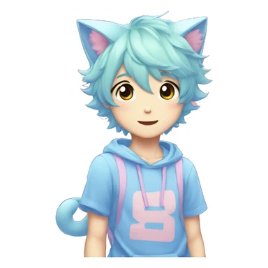 Cute Attractive Gorgeous Kawaii Pastel Anime Catboy sticker