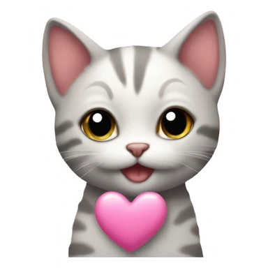 Little cat with pink heart sticker