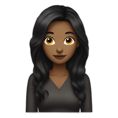 woman brown skin long black hair with black cat sticker