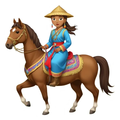 mongolian woman on horse full body sticker