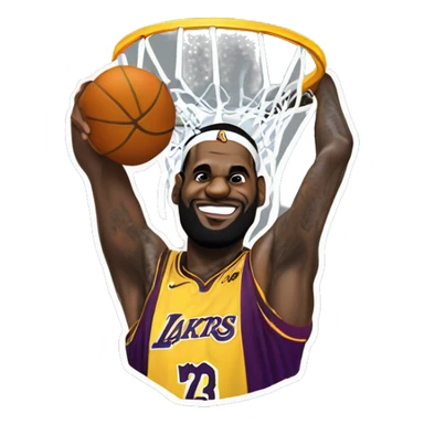 LeBron James dunking lakes logo sticker