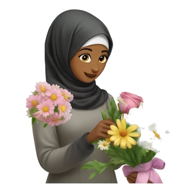 Hijabi florist making bouquet sticker