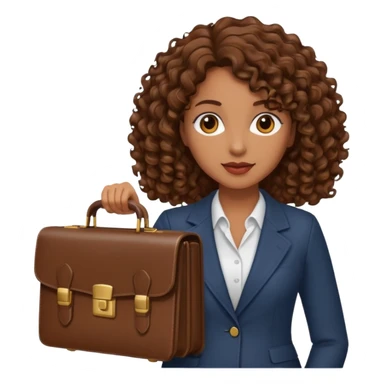 brown curly/wavy haired woman holding a briefcase  sticker