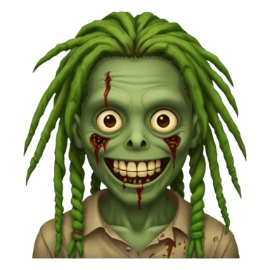 Make a image of a zombie with dreads make it like a emoticon sticker